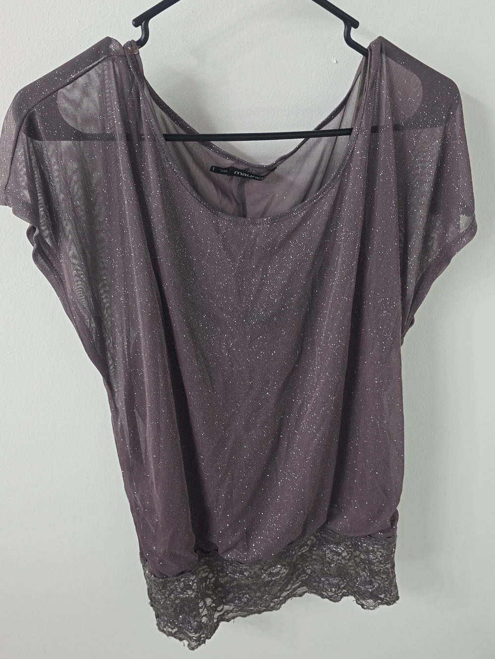 Mossimo Supply Co. mauve shimmer lace-hem women's top